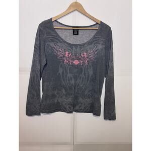 Harley Davidson Pink w/Rhinestones XL Long Sleeve Top